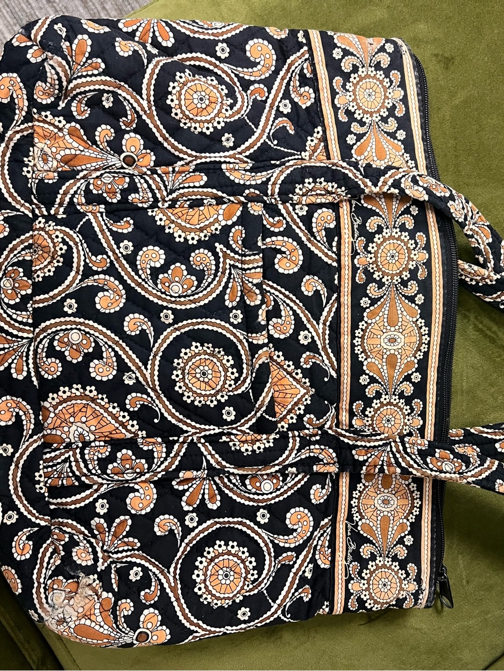 Vera Bradley Quilted Paisley Tote - Black & Orange